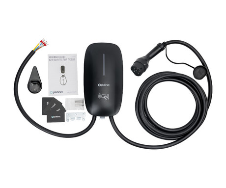PLATINET PWB22S EV polnilna postaja za električna vozila, 22kW, 32A, 7m kabel, TYPE 2, Plug & Play / RFID kartice / aplikacija, WIFI, Bluetooth, LED indikator, IP55 odpornost, varnostne zaščite, črna