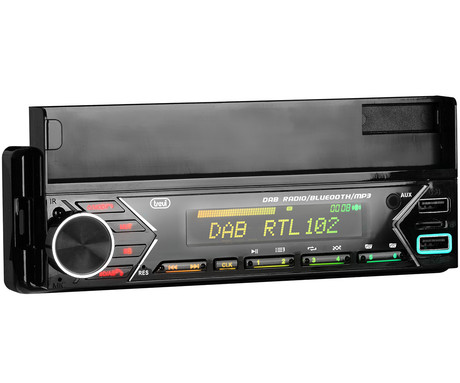 TREVI SCD 5753 DAB avto radio, 1DIN, FM Radio, Bluetooth, 4x40W, MP3 / USB / AUX, nosilec za telefon, daljinski upravljalnik, aplikacija