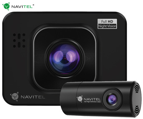 NAVITEL R250 DUAL avto kamera, 2", Full HD, 140° snemalni kot, G-senzor, Night Vision, Parking Mode, zaznavanje gibanja, aplikacija, darilni bon, +vzvratna kamera, črna