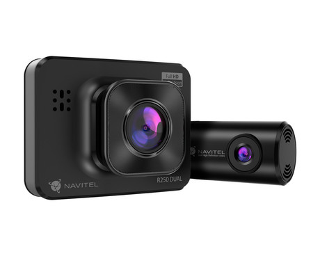 NAVITEL R250 DUAL avto kamera, 2", Full HD, 140° snemalni kot, G-senzor, Night Vision, Parking Mode, zaznavanje gibanja, aplikacija, darilni bon, +vzvratna kamera, črna
