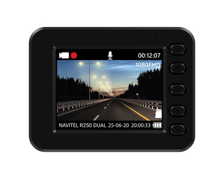 NAVITEL R250 DUAL avto kamera, 2", Full HD, 140° snemalni kot, G-senzor, Night Vision, Parking Mode, zaznavanje gibanja, aplikacija, darilni bon, +vzvratna kamera, črna