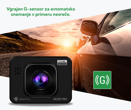 NAVITEL AR200 PRO avto kamera, 2", Full HD, 140° snemalni kot, G-senzor, Night Vision, Parking Mode, zaznavanje gibanja, aplikacija, darilni bon, črna