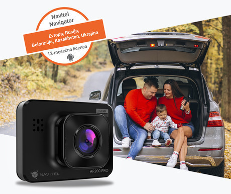 NAVITEL AR200 PRO avto kamera, 2", Full HD, 140° snemalni kot, G-senzor, Night Vision, Parking Mode, zaznavanje gibanja, aplikacija, darilni bon, črna