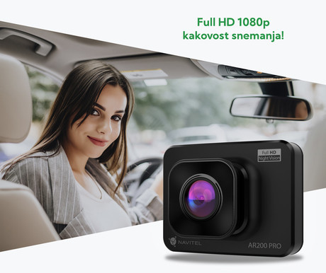 NAVITEL AR200 PRO avto kamera, 2", Full HD, 140° snemalni kot, G-senzor, Night Vision, Parking Mode, zaznavanje gibanja, aplikacija, darilni bon, črna