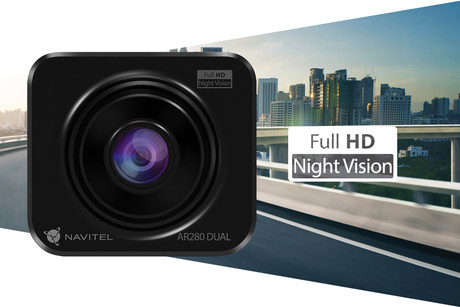 NAVITEL AR280 DUAL avto kamera + vzvratna kamera, 2v1, Full HD, Night Vision, G-senzor, aplikacija, črna