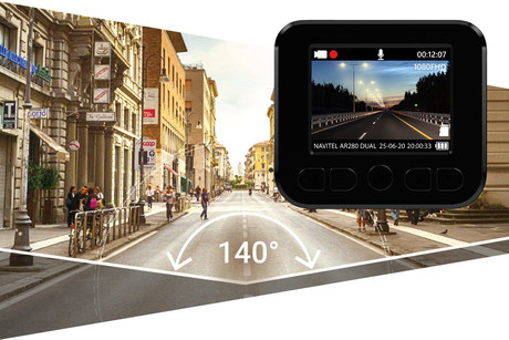 NAVITEL AR280 DUAL avto kamera + vzvratna kamera, 2v1, Full HD, Night Vision, G-senzor, aplikacija, črna