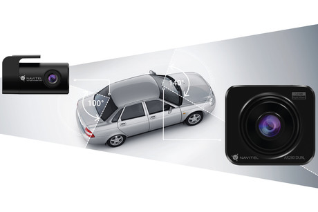 NAVITEL AR280 DUAL avto kamera + vzvratna kamera, 2v1, Full HD, Night Vision, G-senzor, aplikacija, črna