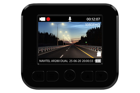 NAVITEL AR280 DUAL avto kamera + vzvratna kamera, 2v1, Full HD, Night Vision, G-senzor, aplikacija, črna