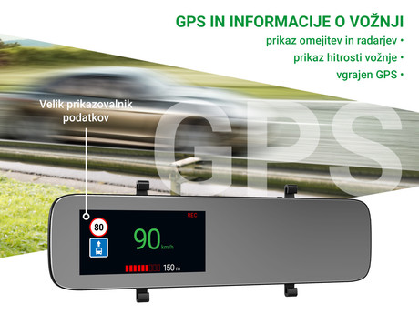 NAVITEL MR450 GPS ogledalo / avto kamera, 5.5", Full HD, 160° snemalni kot, G-senzor, GPS, WiFi, Parking Mode, zaznavanje gibanja, aplikacija, darilni bon, +vzvratna kamera