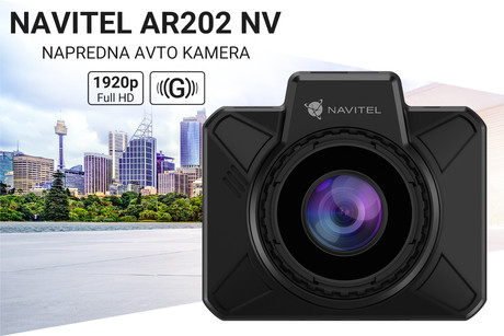 NAVITEL AR202 NV avto kamera, 2", Full HD, 140° snemalni kot, G-senzor, Night Vision, Parking Mode, zaznavanje gibanja, aplikacija, darilni bon, črna