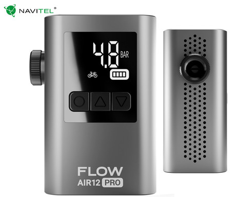 NAVITEL AIR12 PRO brezžična zračna tlačilka, 120PSI/8bar, 12L/min, 1000mAh polnilna baterija, hitro polnjenje, LED zaslon, 4 nastavki, USB Type-C, +torba, črno-siva