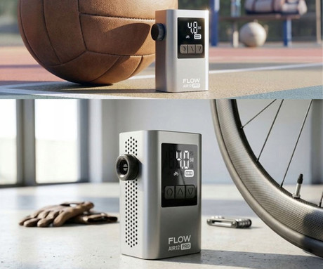 NAVITEL AIR12 PRO brezžična zračna tlačilka, 120PSI/8bar, 12L/min, 1000mAh polnilna baterija, hitro polnjenje, LED zaslon, 4 nastavki, USB Type-C, +torba, črno-siva