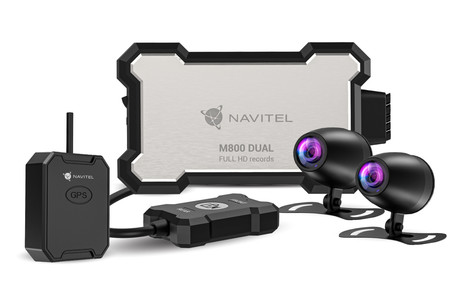 NAVITEL M800 DUAL avto moto kamera, Full HD, SONY senzor, G-senzor, GPS, WiFi, aplikacija, darilni bon, za motor / ATV / motorne sani, 2x kamera, IP67