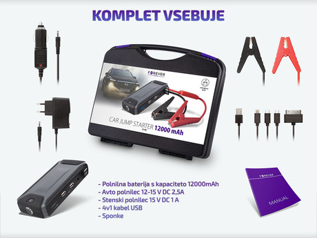 EOL - FOREVER Zagonska baterija JS-200 Jump Starter, 12.000 mAh