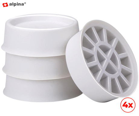 ALPINA komplet proti vibracijskih blažilnikov za pralni / sušilni stroj, 4 kos, protizdrsni, zmanjšanje hrupa, blazinice, bela