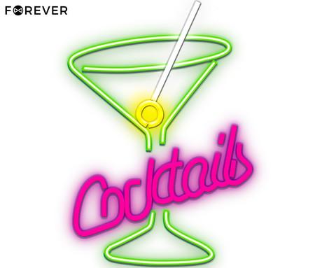FOREVER Cocktails NEON LED luč, dekorativna, prilagodljiva svetlost, napajanje na USB, stikalo za vklop / izklop, zelena, roza, rumena, bela
