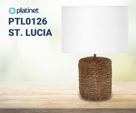 PLATINET PTL0126 ST. LUCIA namizna svetilka, keramika, tekstil, max 25W, 420x270mm, bela, rjava, bež