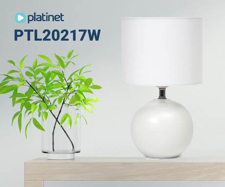PLATINET PTL20217W namizna svetilka, keramika, tekstil, max 25W, 280x170mm, bela, srebrna