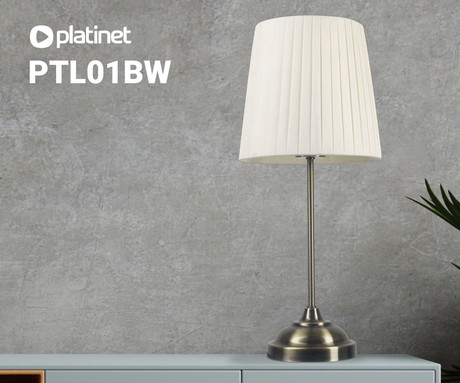 PLATINET PTL01BW namizna svetilka, kovina, tekstil, max 25W, 480x210mm, bela, srebrna