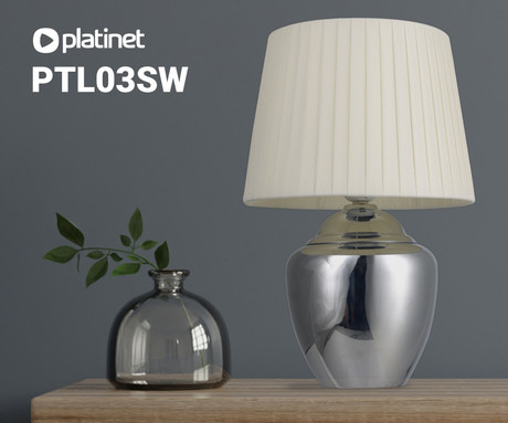 PLATINET PTL03SW namizna svetilka, kovina, max 25W, 350x230mm, bela, srebrna