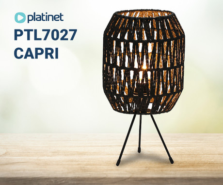 PLATINET PTL7027 CAPRI namizna svetilka, ratan, kovina, max 25W, 305x160mm, črna, rjava