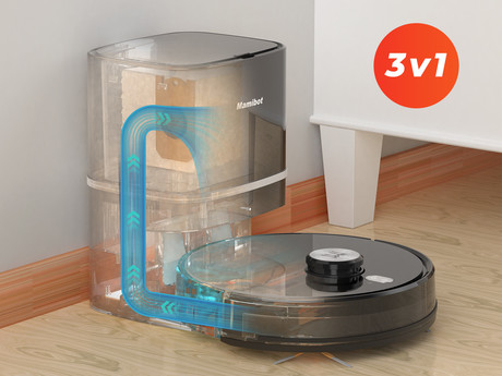 EOL - Robotski sesalnik MAMIBOT Exvac890 GLORY + CRAFT-X postaja za prah, 3v1 hibrid (sesanje, pomivanje, UV dezinfekcija), moč 4000 Pa, LDS 4.0 tehnologija, brezplačna aplikacija, črn