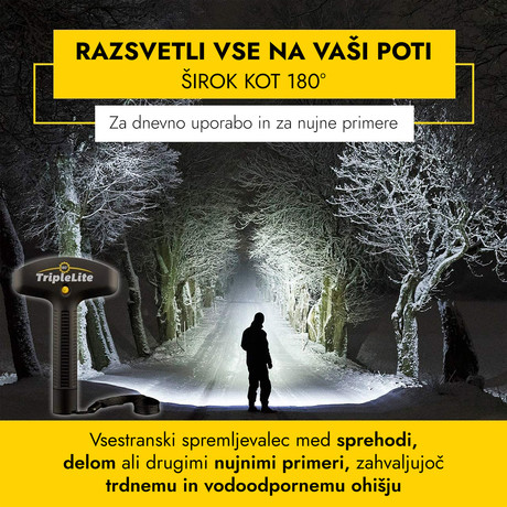 TripleLite TL600 patentirana prenosna LED svetilka (Flashlight), 180° kot osvetlitve, 600lm, vodoodporna, priložene baterije