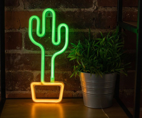 FOREVER Cactus NEON LED luč, dekorativna, napajanje na USB ali 3x AA baterije, stikalo za vklop / izklop, zelena, oranžna