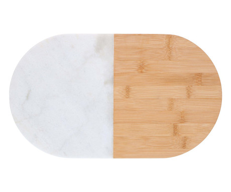 ALPINA ovalna rezalna deska, bambus, marmor, 37x22cm, univerzalna, protizdrsna podlaga, enostavno čiščenje, bela, rjava