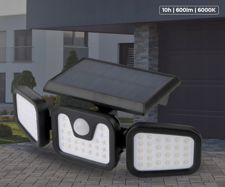 FOREVER SUNARI FLS-03 solarni LED reflektor, brezžičen, polnilna baterija, PIR senzor gibanja, 600 LM, 6000K, 3 načini delovanja, 2400 mAh, IP65, črn