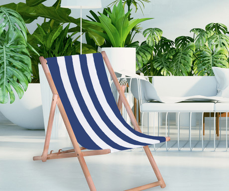 PLATINET PSW leseni ležalnik, MADE in EU, 3 stopnje nastavitve, zložljiva oblika, ultra lahka teža, zaščita pred nenamernim zlaganjem, bukov les, UV & vodoodporna tkanina, modro-bel