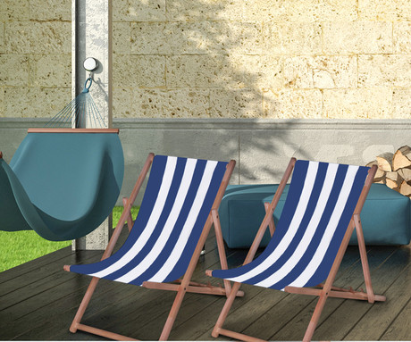 PLATINET PSW leseni ležalnik, MADE in EU, 3 stopnje nastavitve, zložljiva oblika, ultra lahka teža, zaščita pred nenamernim zlaganjem, bukov les, UV & vodoodporna tkanina, modro-bel