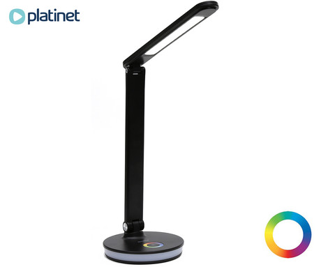 PLATINET PDL400RGB namizna LED svetilka, do 500 lumnov, nastavljiva svetlost, nastavljiva barvna temperatura, nastavljiv kot naklona, + RGB luč, USB Type-C, črna