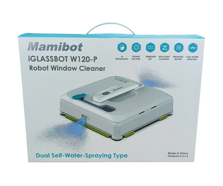MAMIBOT W120-P robotski čistilec oken in površin, 2v1, mokro čiščenje, dvojno samodejno pršenje vode, senzorji, načrtovanje poti, AI tehnologija, UPS baterija, daljinec, aplikacija, bel (Cloud White)