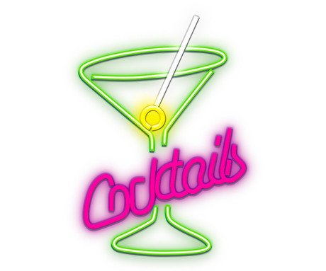 FOREVER Cocktails NEON LED luč, dekorativna, prilagodljiva svetlost, napajanje na USB, stikalo za vklop / izklop, zelena, roza, rumena, bela