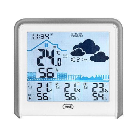 EOL - TREVI ME 3P80 RC brezžična vremenska postaja, stenska / namizna, čas, vreme, temperatura, vlažnost, tlak, + 3 senzorji