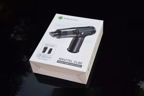 NAVITEL CL80 prenosni brezžični sesalnik, ročni, baterijski, 12KPa, 2 nastavka, 2 stopnji sesalne moči, pralni filtri, hitro polnjenje FC 3.0, 80W, USB Type-C, črn