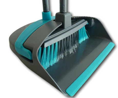 ALPINA komplet / set za čiščenje, 2 kos, metla, smetišnica, 93cm, ABS, kovina, siva, modra