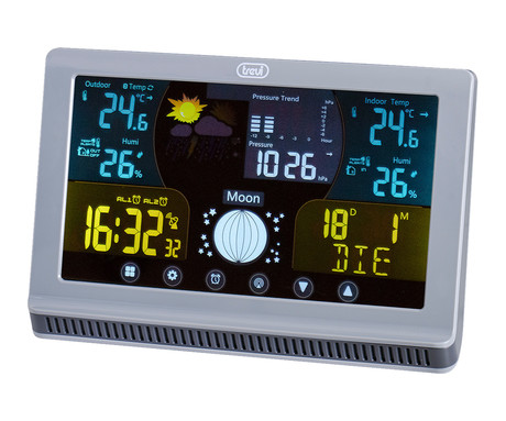 TREVI ME 3P70 RC brezžična vremenska postaja, stenska / namizna, čas, vreme, temperatura, vlažnost, tlak, zunanji senzor