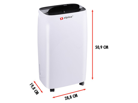 ALPINA razvlažilec zraka, 220W, 10L/24ur, do 100m3, časovnik, higrometer, tiho delovanje, priložena odtočna cev