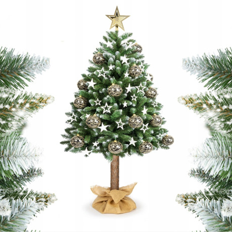 Božično novoletna smrekica / jelka, moderen izgled, višina 160cm, lesen podstavek, Made in EU
