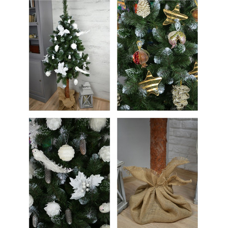 Božično novoletna smrekica / jelka, moderen izgled, višina 160cm, lesen podstavek, Made in EU