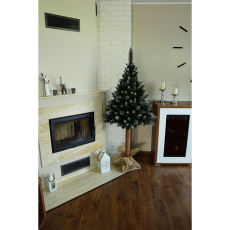Božično novoletna smrekica / jelka, moderen izgled, višina 220cm, lesen podstavek, Made in EU