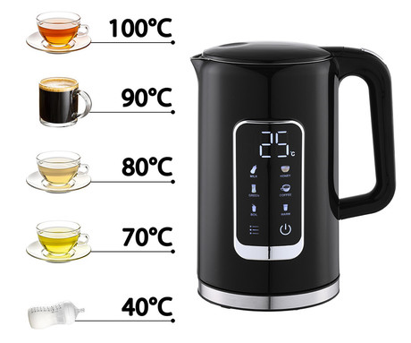 PLATINET PEKR723 grelnik vode, 1.7L, 2200W, digitalni zaslon, 5 stopenj, funkcija Keep Warm, varnostne zaščite, samodejni izklop, 360° podstavek, +GRATIS skodelica, črn