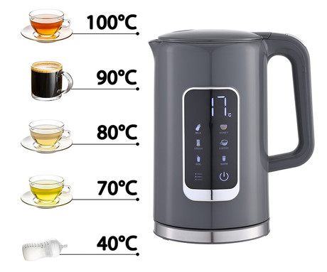 PLATINET PEKR723 grelnik vode, 1.7L, 2200W, digitalni zaslon, 5 stopenj, funkcija Keep Warm, varnostne zaščite, samodejni izklop, 360° podstavek, +GRATIS skodelica, siv