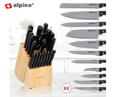 ALPINA komplet 22 kvalitetnih nožev s stojalom