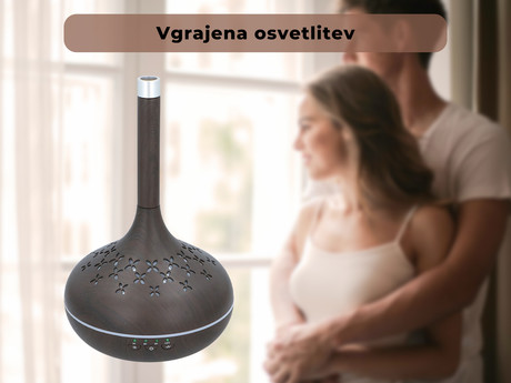 EOL - GRUNDIG vlažilec zraka in razpršilec eteričnih olj + home SPA) + LED večbarvna ambientna osvetlitev , imitacija lesa, nastavljiva višina, timer, USB kabel