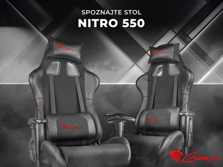 EOL - GENESIS gaming stol NITRO 550, ergonomski, nastavljiv naslon, črn