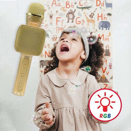 EOL - FOREVER BMS-400 Mikrofon & Zvočnik, Bluetooth, USB, microSD, AUX-in, ECHO način, modulacija glasu, KARAOKE, RGB osvetlitev, zlat