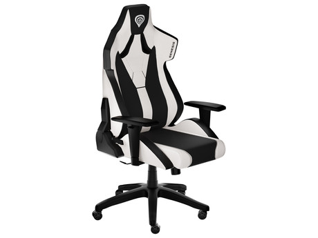 GENESIS gaming stol NITRO 650, ergonomski, nastavljiv naklon, funkcija zibanja, belo-črn (Howlite White)